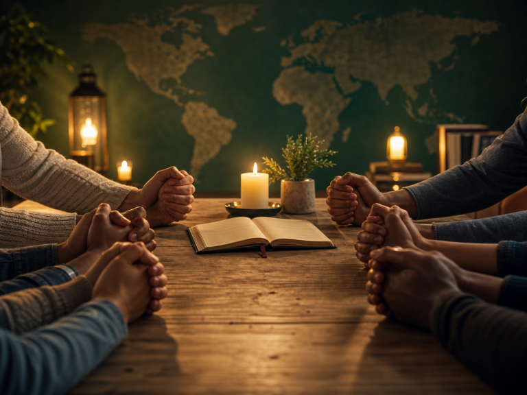 Hands joined in reconciliation and prayer